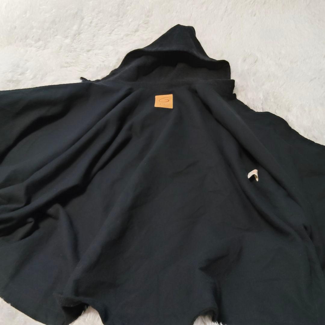 【希少】ジリ 日本製フード付き ブラック ケープ 無地 毛混 GIGLI