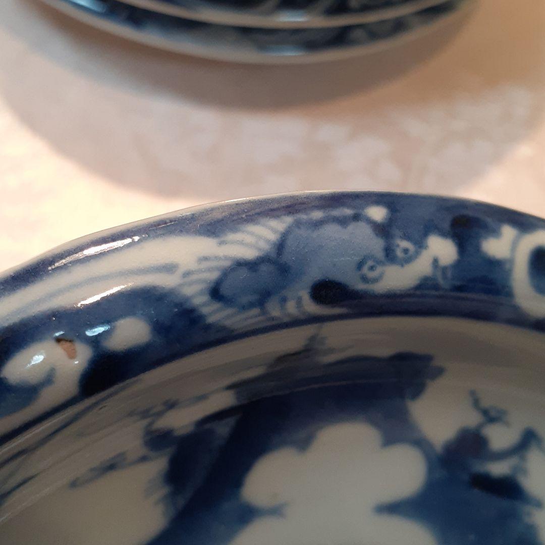 希少❤️古伊万里～玉縁蛸唐草紋平皿揃い