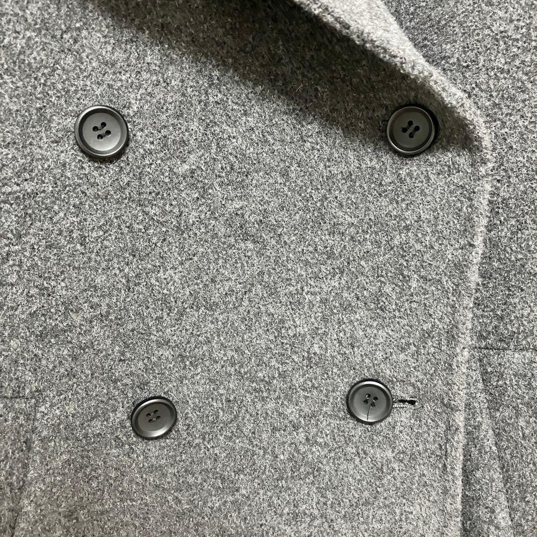 ダブルフェイス Pコート アイニードモアシューズ ウール100% グレー