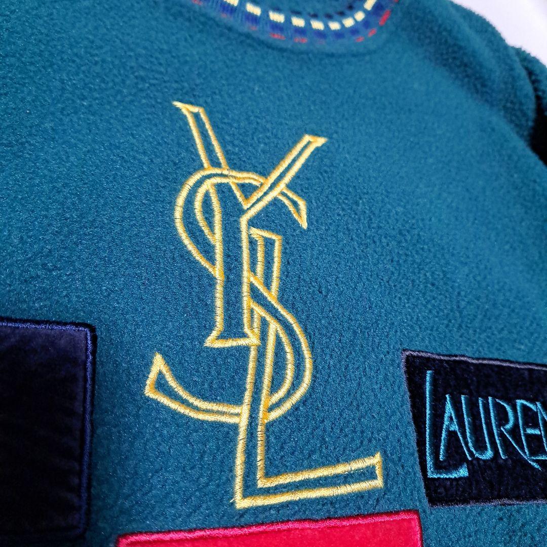 レア！イタリア製 90s イヴサンローラン 刺繍ロゴ フリース トレーナー