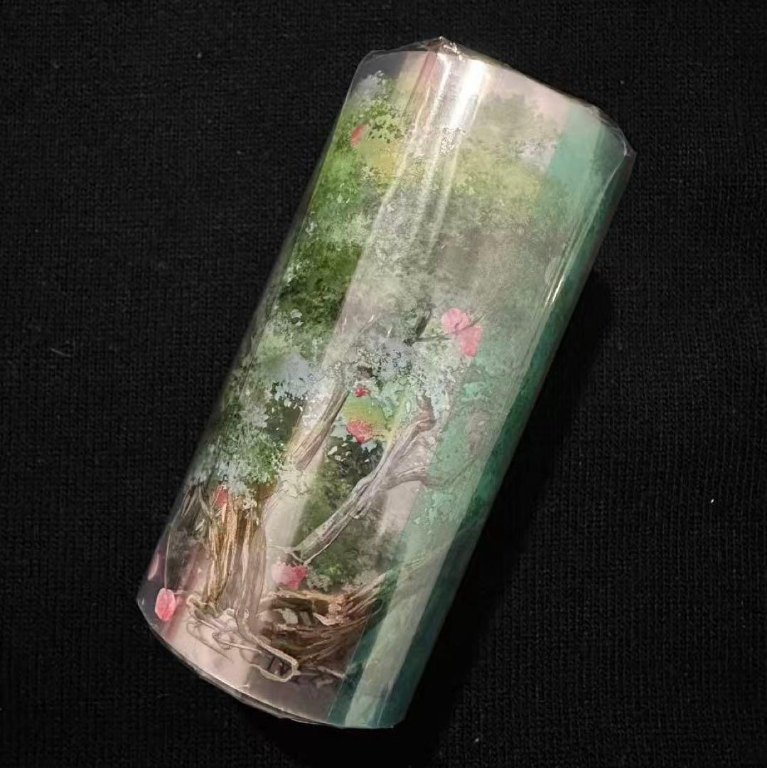 【9040】海外　マステ　5m巻　PETマスキングテープ もも　果実木　装飾系