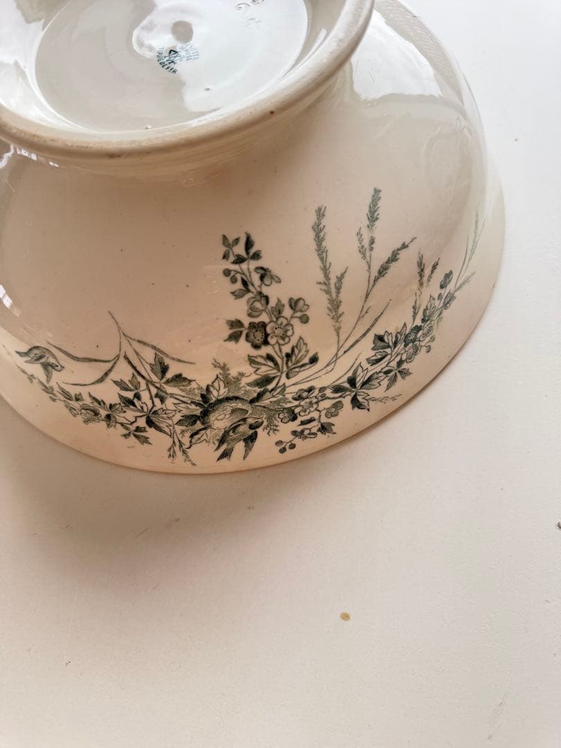 フランスアンティーク陶器クレイユモントローベイスンボウル