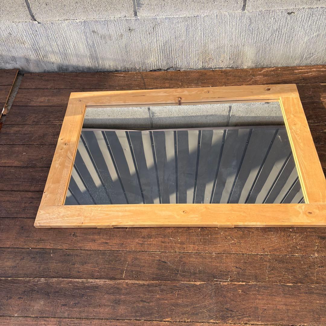 C3 北欧レトロ パイン材 木製カウンターテーブルドレッサー 鏡台スツールセット