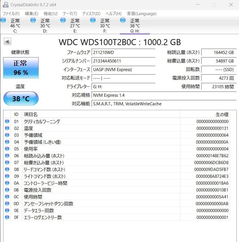 中古　WD Blue SN550 1TB M.2 SSD