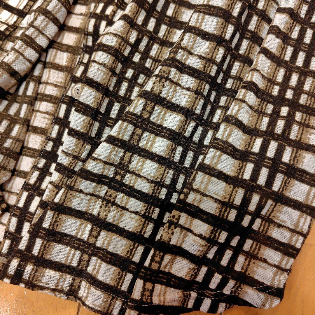 レリアン 格子柄長袖シャツブラウス（ブラウン・ホワイト）は13+XL