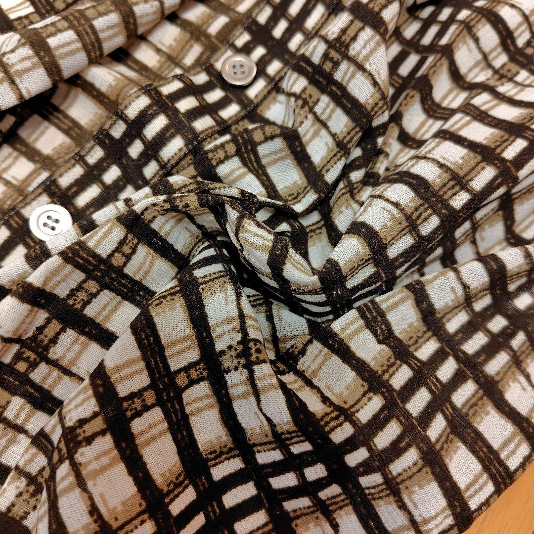 レリアン 格子柄長袖シャツブラウス（ブラウン・ホワイト）は13+XL