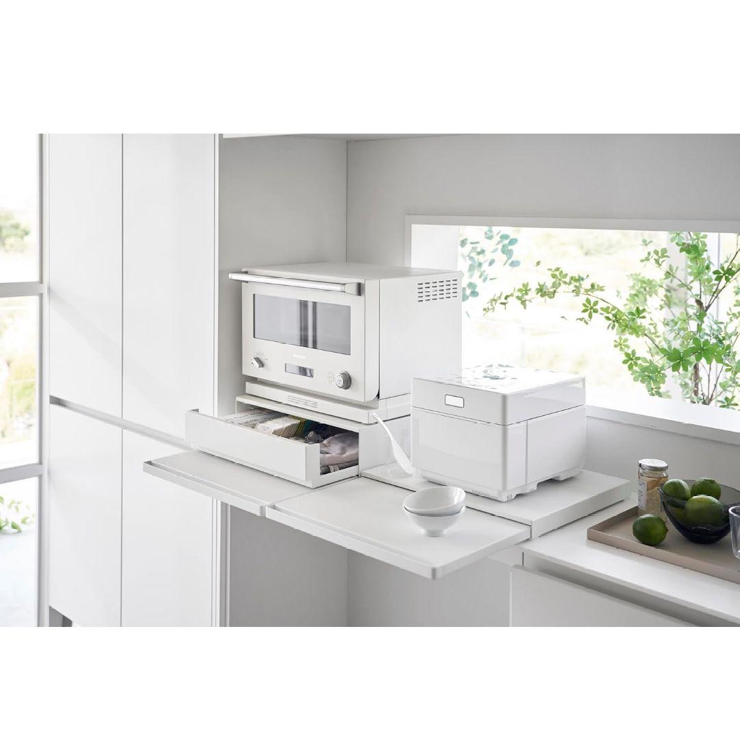 山崎実業 tower ツーウェイ キッチン 家電下 引出&スライドテーブル