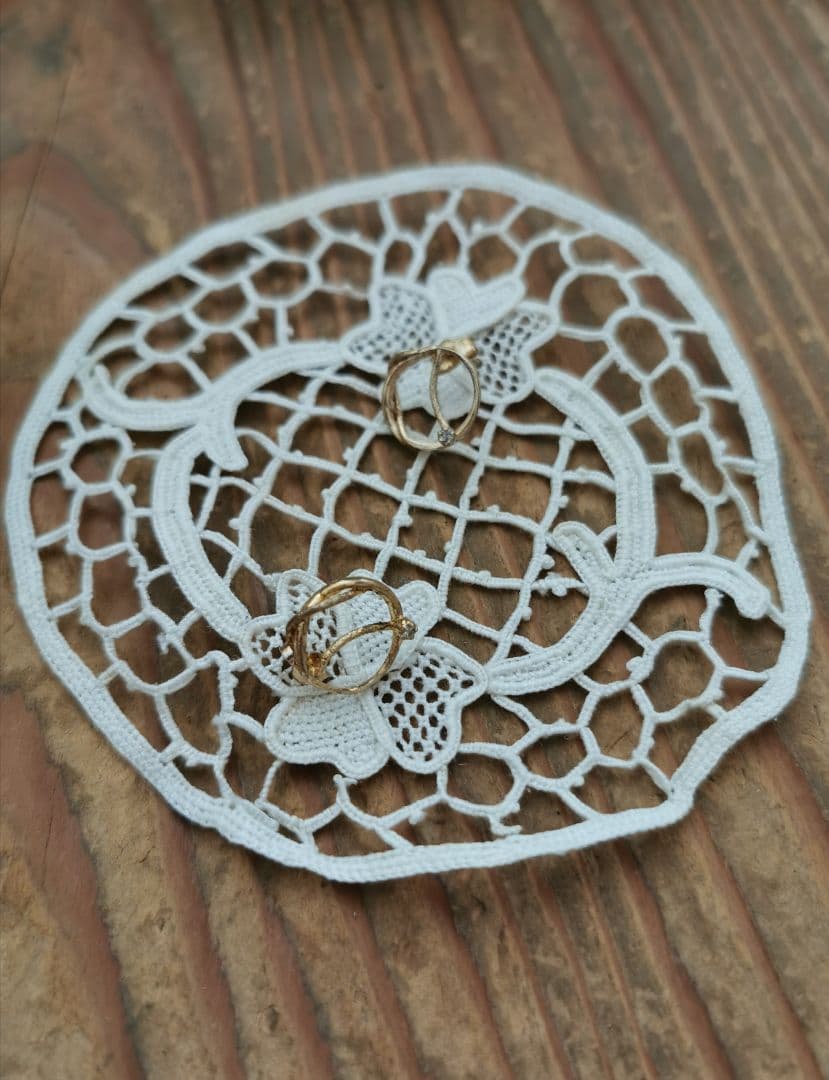 アンティーク☘トレフル よつ葉クローバー ニードルワーク レース刺繍プチドイリー