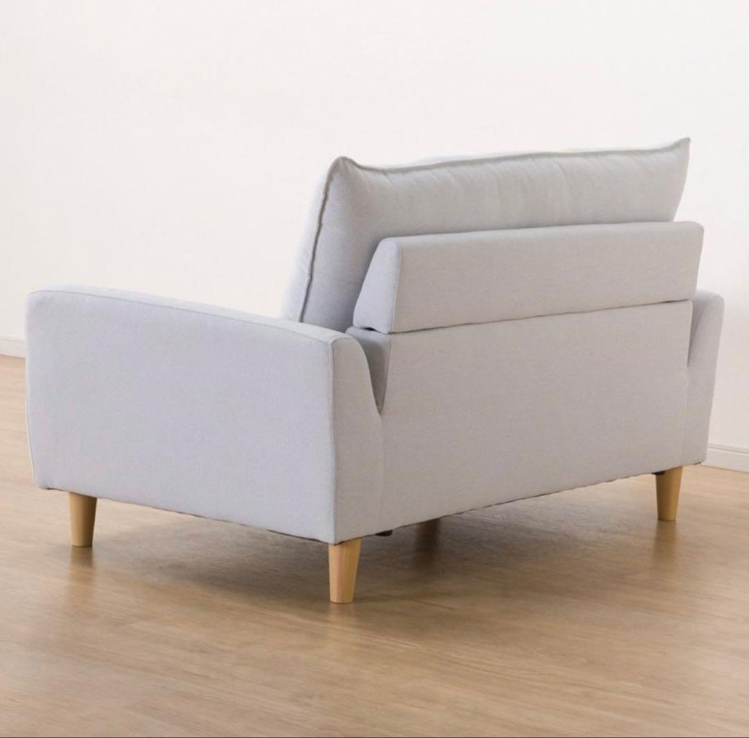 【最終値下】ニトリ コンパクトソファ ライトグレー (ベロア調生地)