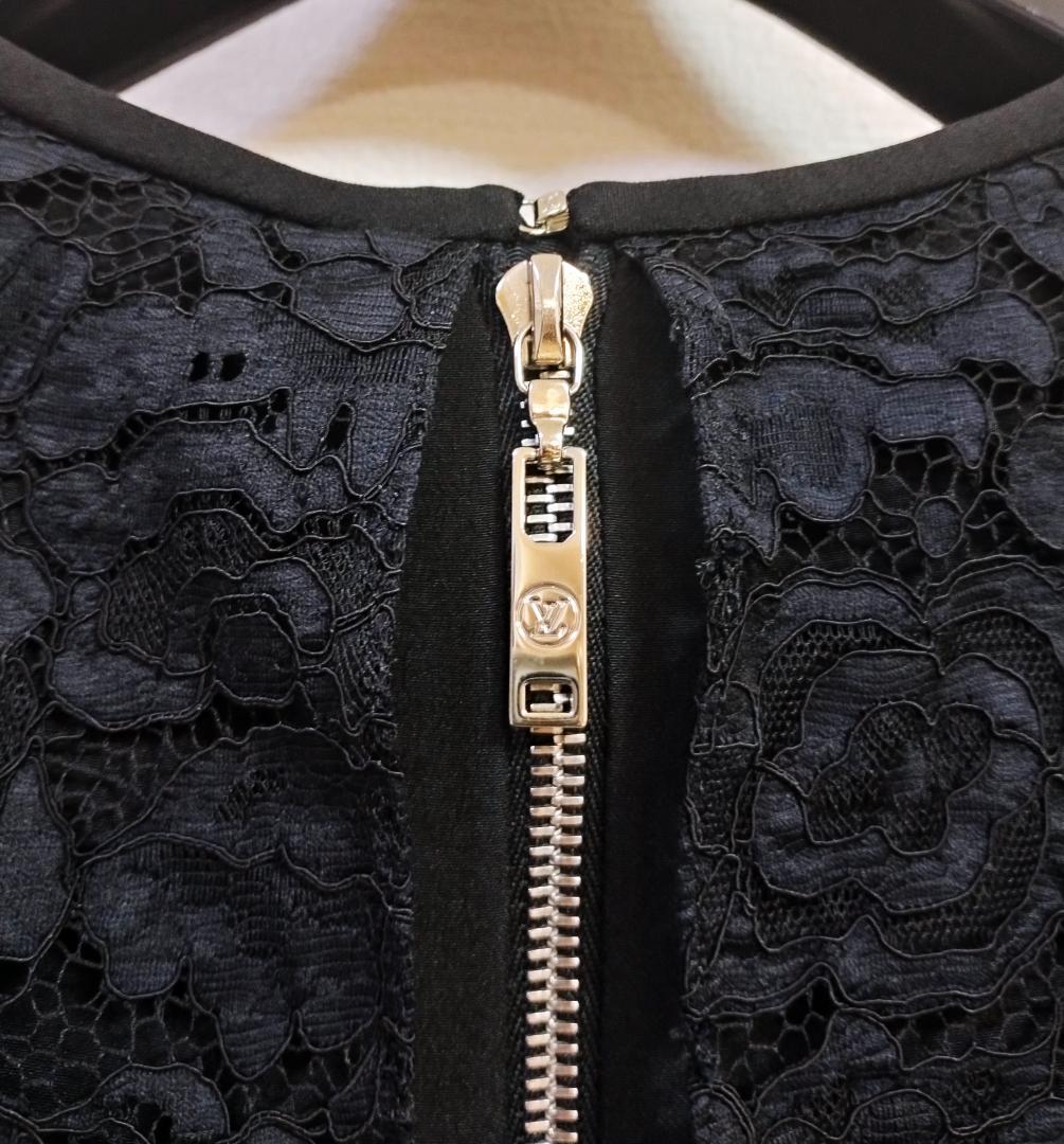 極美品 LOUIS VUITTONルイヴィトン シルクレースワンピース 黒 36