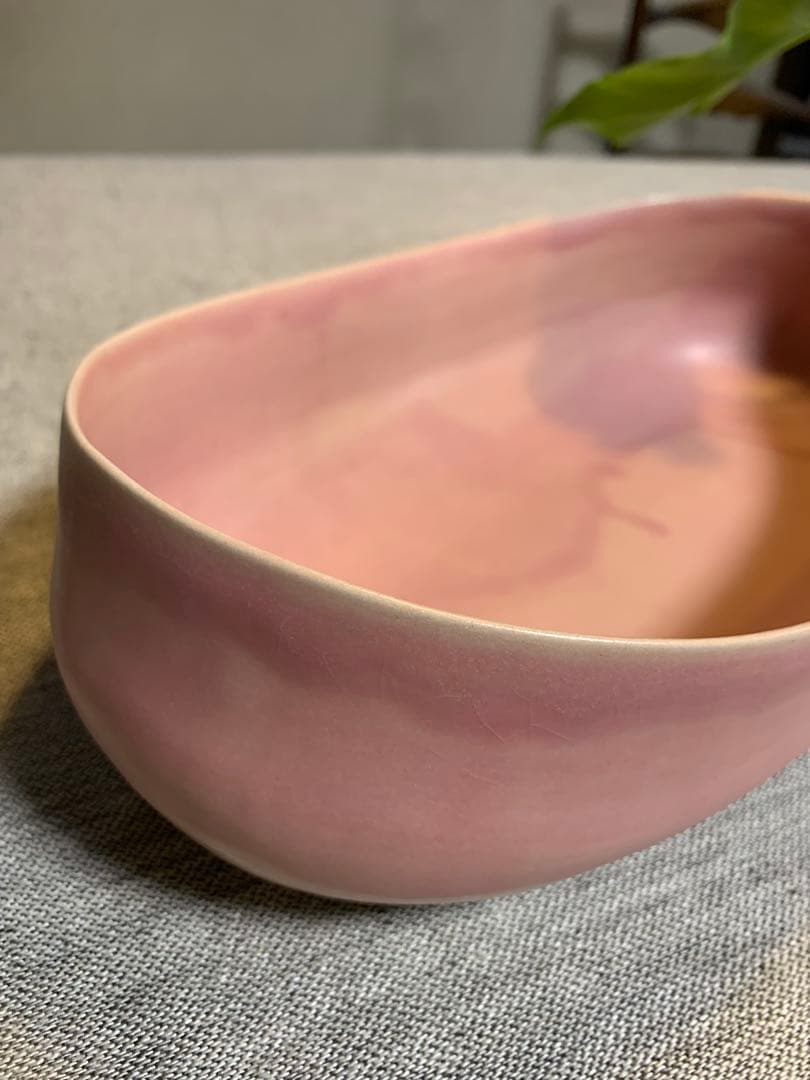 クリスチャンヌ　ペロション オーバル舟形　ピンク釉 初期作品　有元葉子　極美品