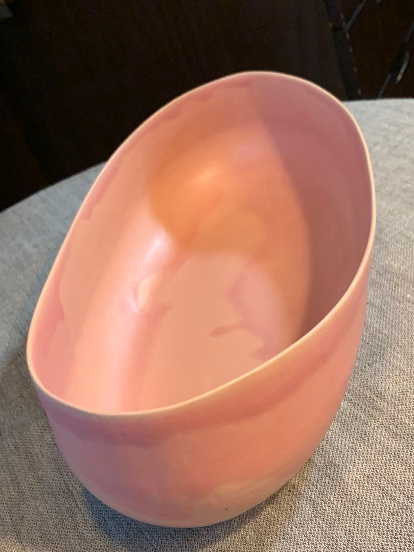 クリスチャンヌ　ペロション オーバル舟形　ピンク釉 初期作品　有元葉子　極美品