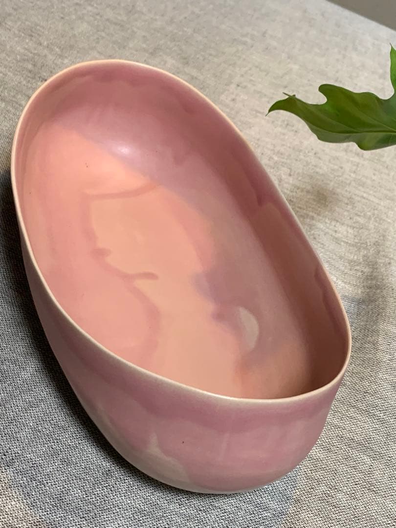 クリスチャンヌ　ペロション オーバル舟形　ピンク釉 初期作品　有元葉子　極美品