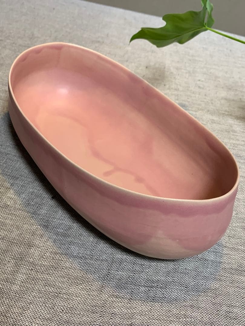 クリスチャンヌ　ペロション オーバル舟形　ピンク釉 初期作品　有元葉子　極美品