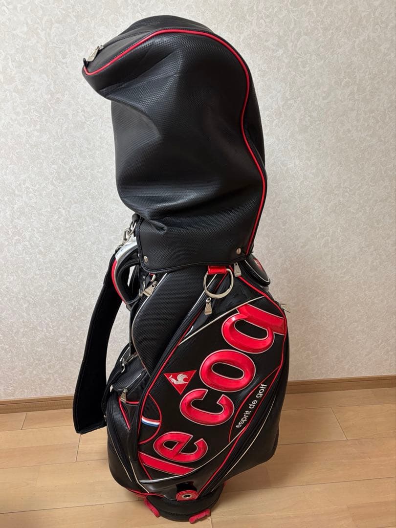 やっさん　le coq sportif キャディバッグ ブラック レッド