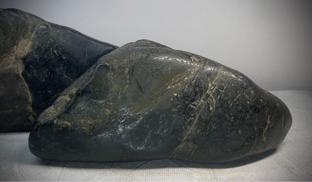 6244 名石 北上川石 ウブ 銘 二子山 水石 盆石 盆栽 骨董 アンティーク