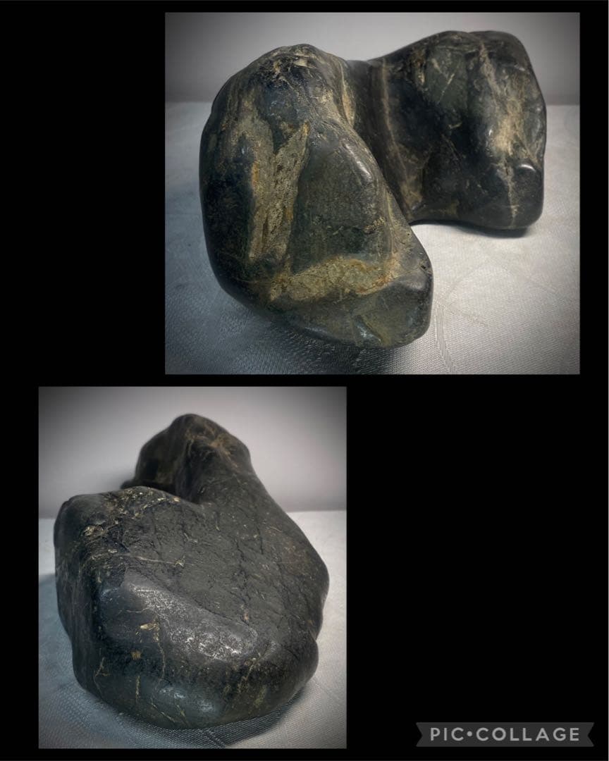 6244 名石 北上川石 ウブ 銘 二子山 水石 盆石 盆栽 骨董 アンティーク