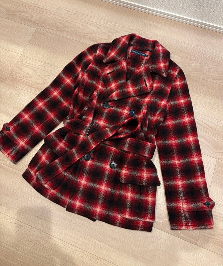 【未使用品】Ralph Lauren チェック ウール Pコート ダブル ベルト