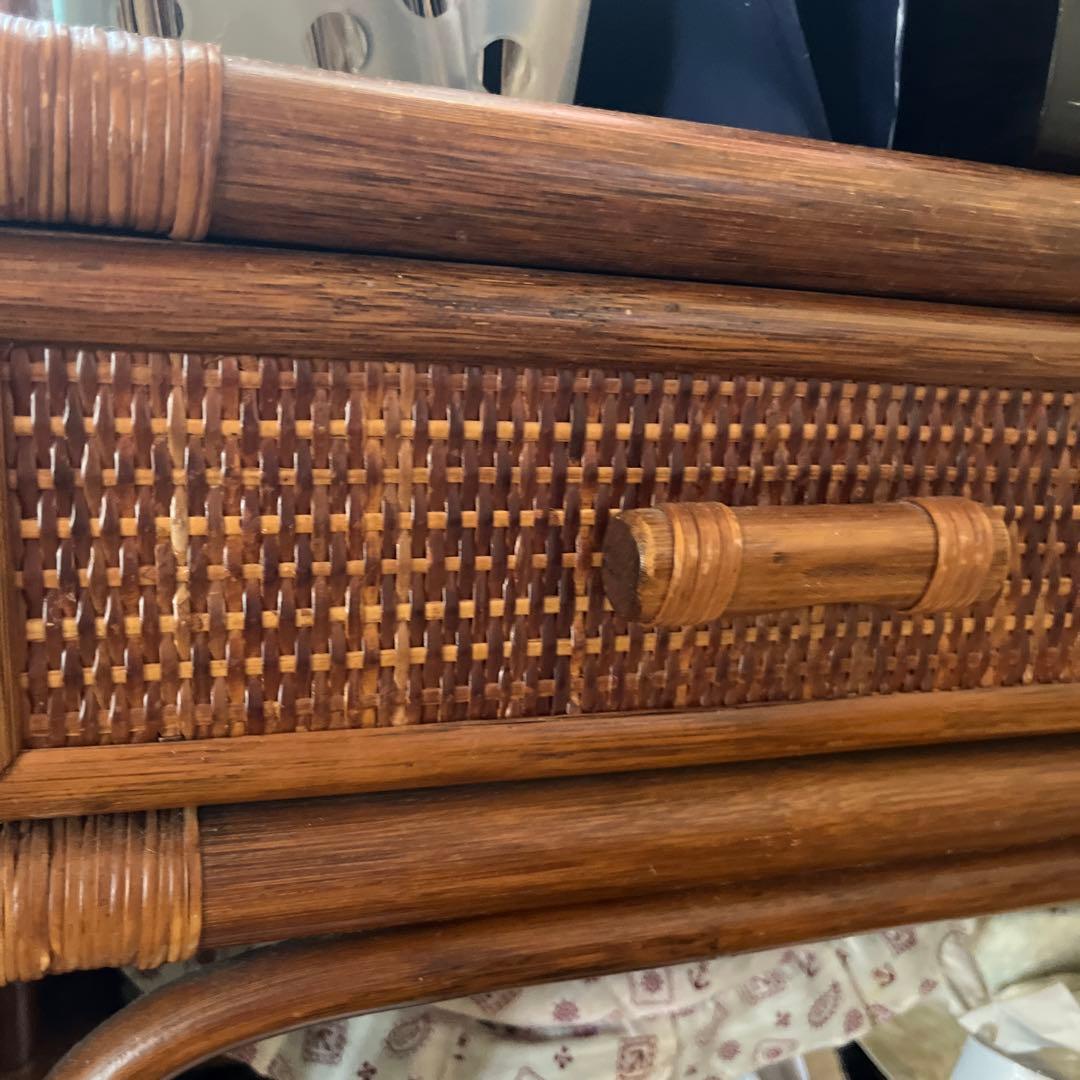 ヴィンテージラタン鏡面ドレッサー　レトロunico