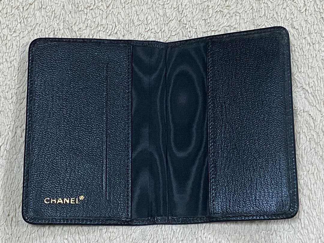 シャネル 黒 ミニ手帳カバー 名刺入れ アドレス帳