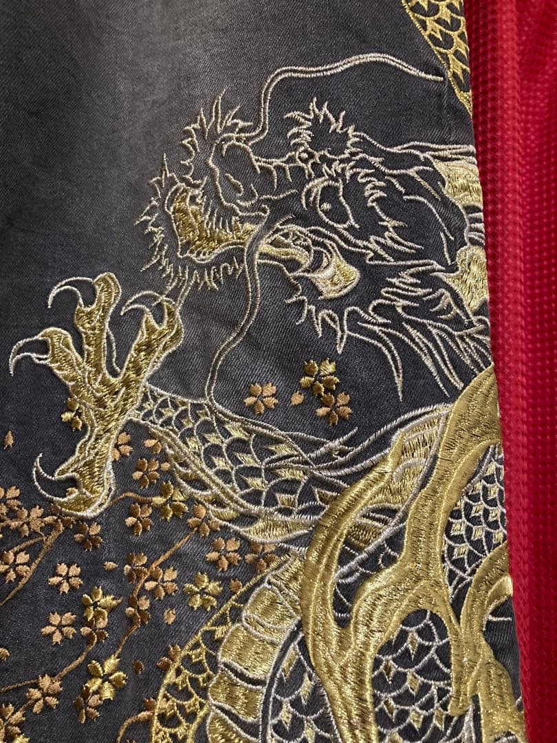 絡繰魂 流儀圧搾 プレミアムゴールド龍デニム 36インチ