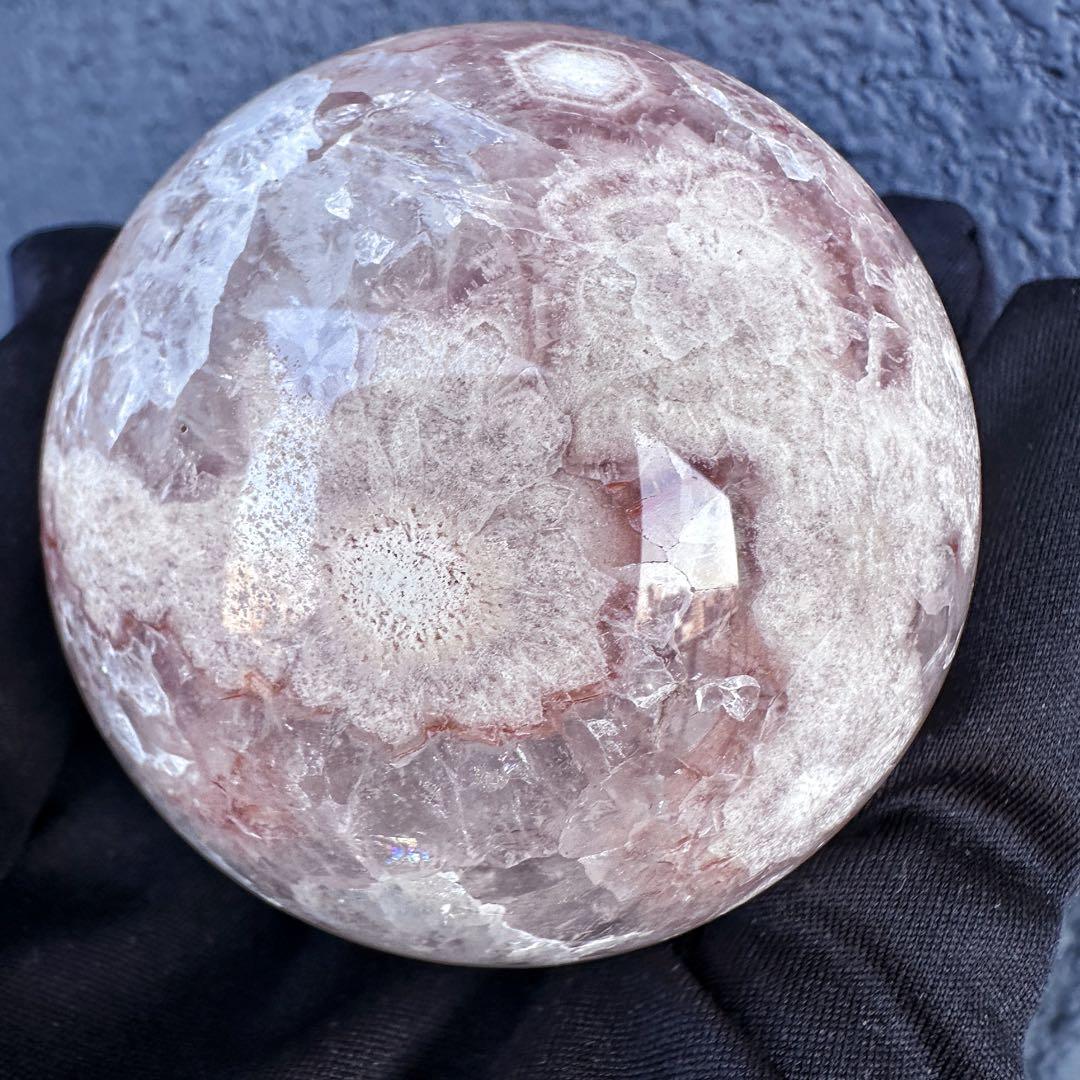 絶品☆爆アレ❗️キラキラ☆桜瑪瑙共生 ピンクアメジスト スフィア 丸玉A1173