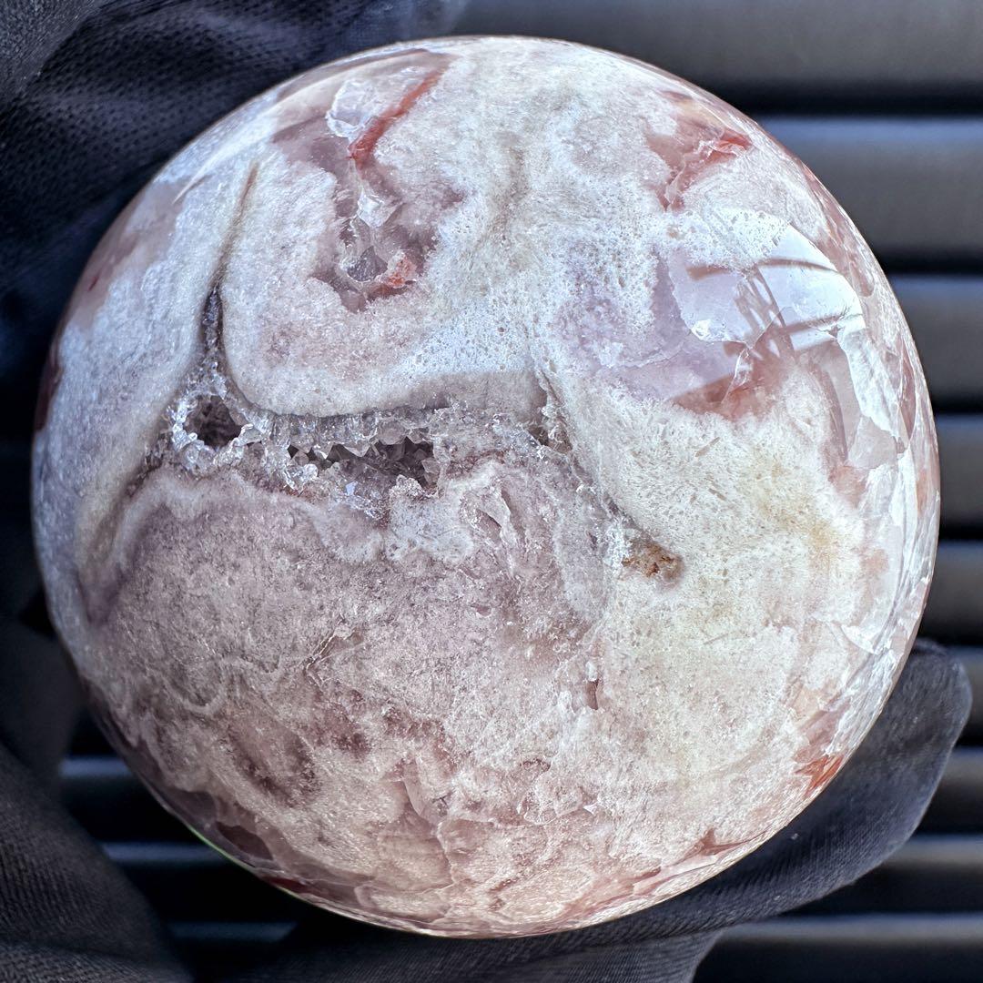 絶品☆爆アレ❗️キラキラ☆桜瑪瑙共生 ピンクアメジスト スフィア 丸玉A1173