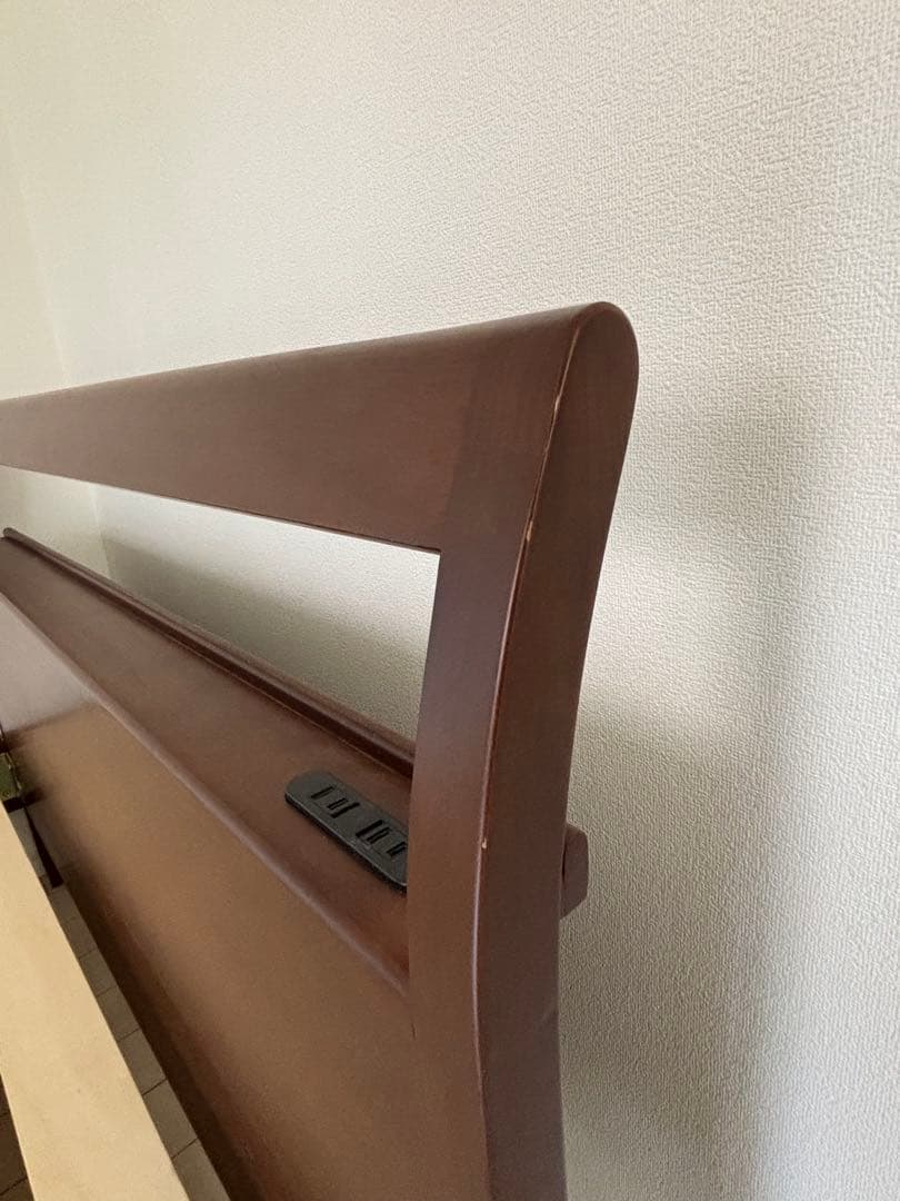 関家具 セミダブル ベッドフレーム 宮棚付き コンセント2口 すのこ 木製