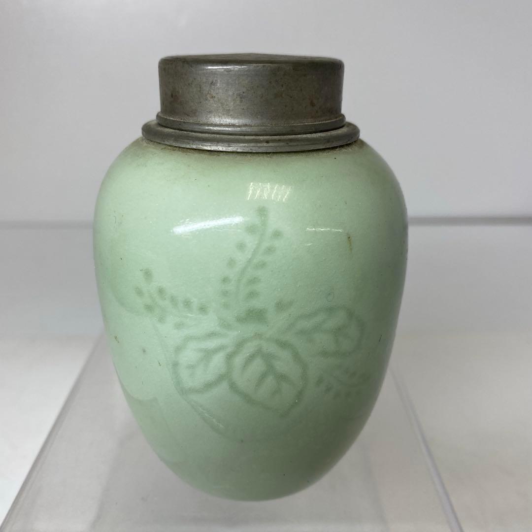 時代　青磁　錫蓋　茶壺　東さ8-0124①