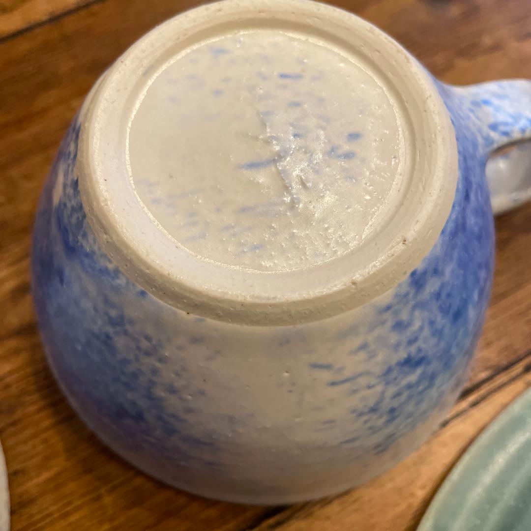 新品　神尾奈々さん　美しすぎるペアカップ&プレート4点セット　陶芸作家