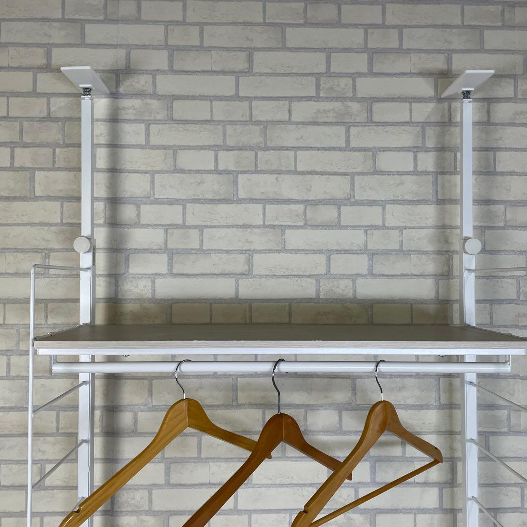 ニトリ Nポルダ 幅80cm ホワイトウォッシュ 棚板3枚＋ハンガーポール