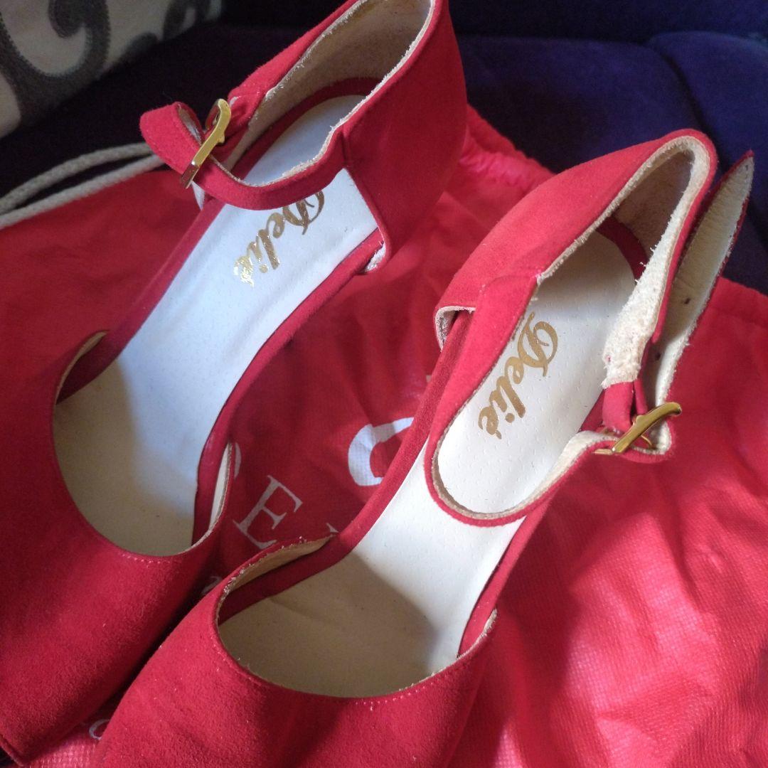 一度使用ほぼ新品 Delié 赤サンダル アルゼンチンタンゴ 社交ダンス