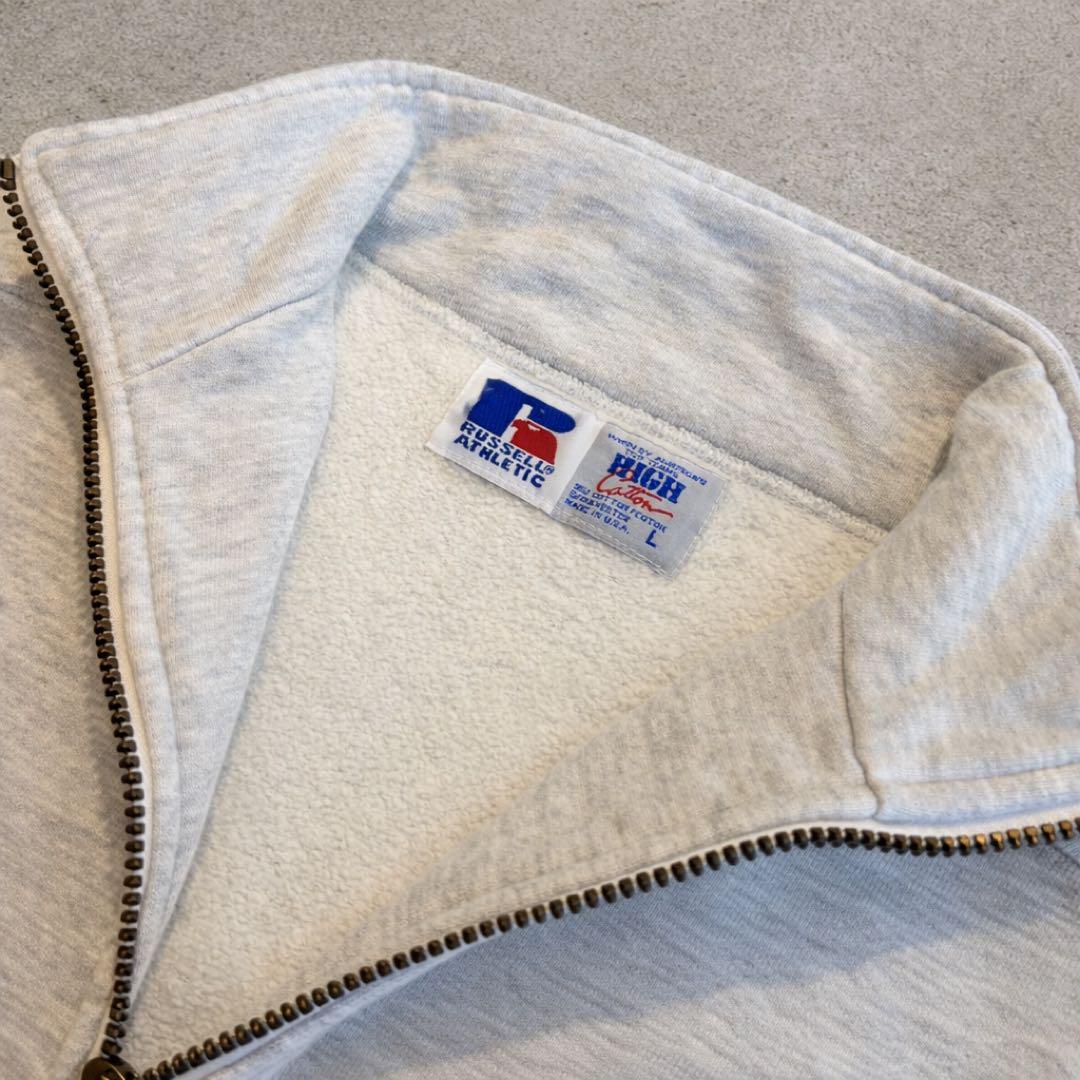【美品】90s USA製 ラッセル アスレチック ハーフジップ スウェット L