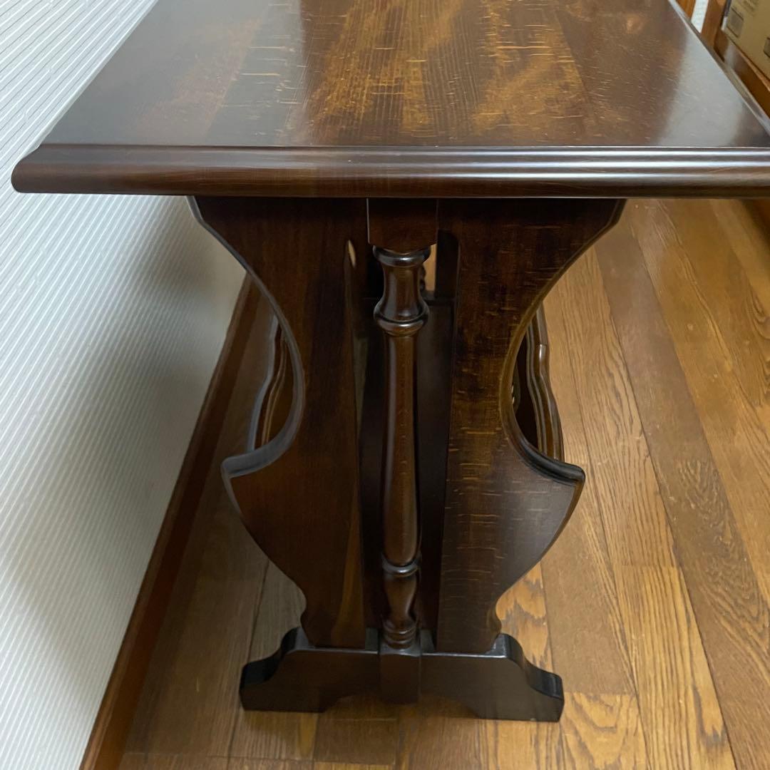 美品　オールドカリモク　サイドテーブル　マガジンラック付き　コロニアル