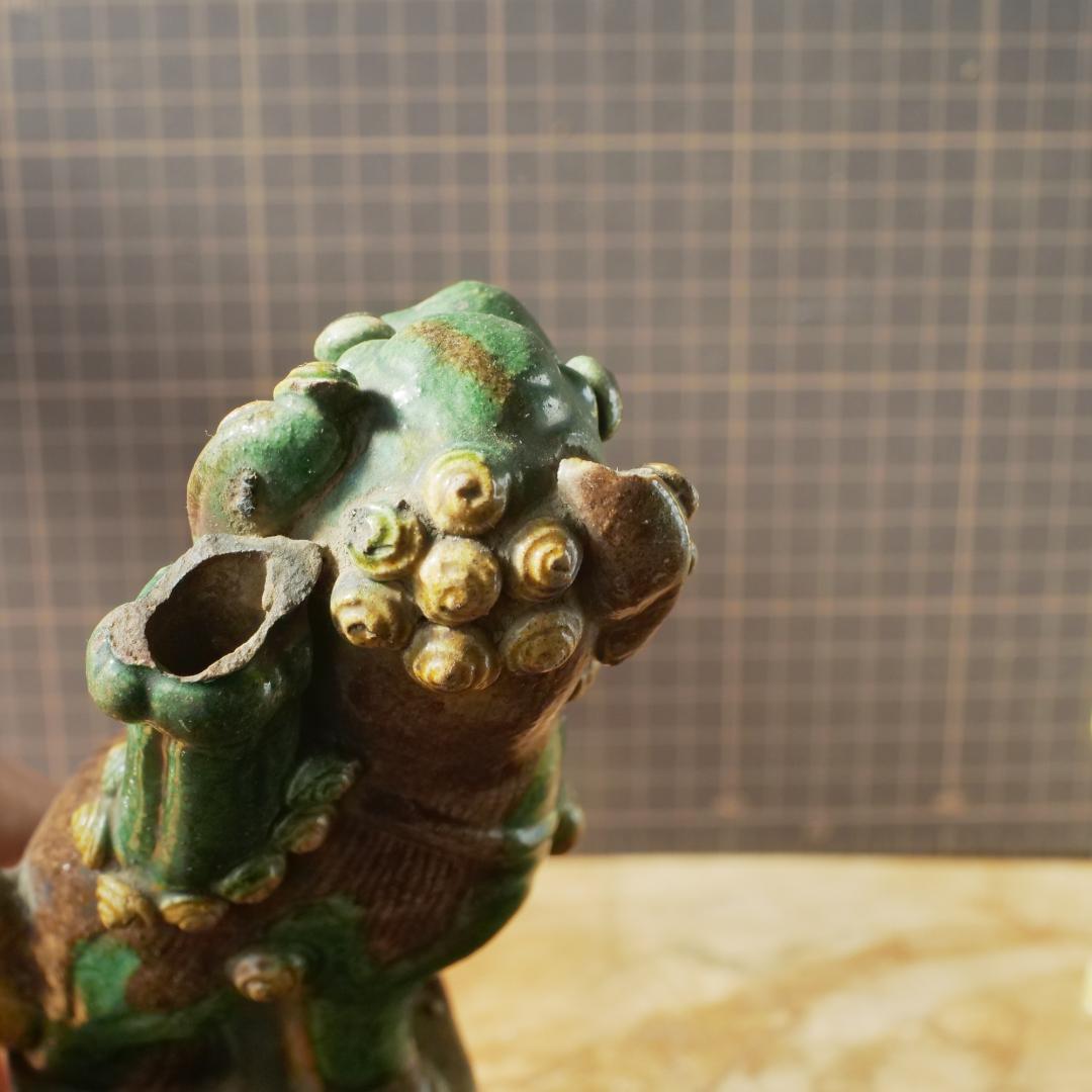 【民藝】唐三彩 獅子 置物 中国