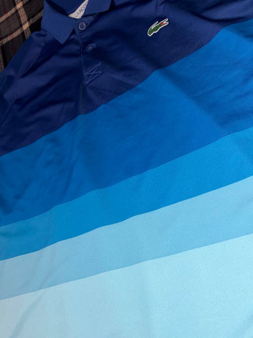 美品 ラコステ ジョコビッチ ポロシャツ ゲームシャツ テニス Mサイズ相当 青