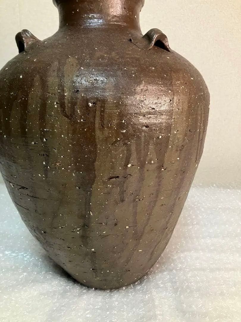 室町時代 信楽焼 壺 古美術 骨董品 花瓶 茶葉入 茶道具 大壺 備前焼 一点物