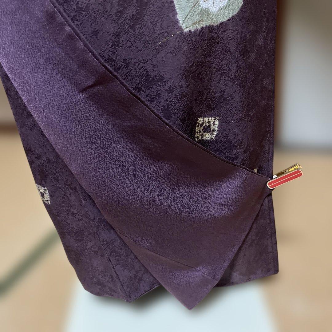 付け下げ訪問着　地模様が綺麗　色紙　茶色　絞り 身丈162裄67.5