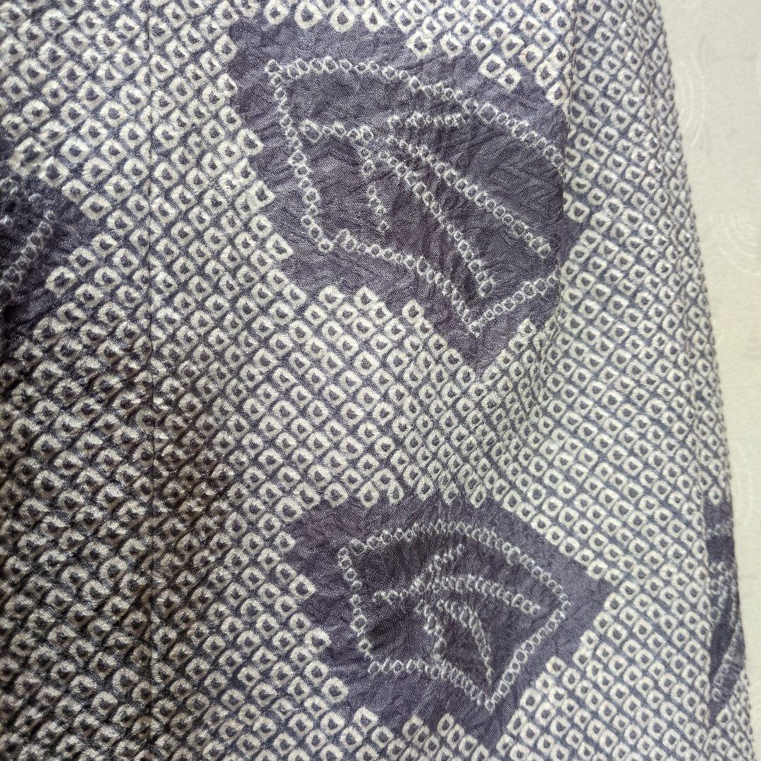 七五三３歳正絹総絞り柄入りの被布（中綿無し）薄グレー