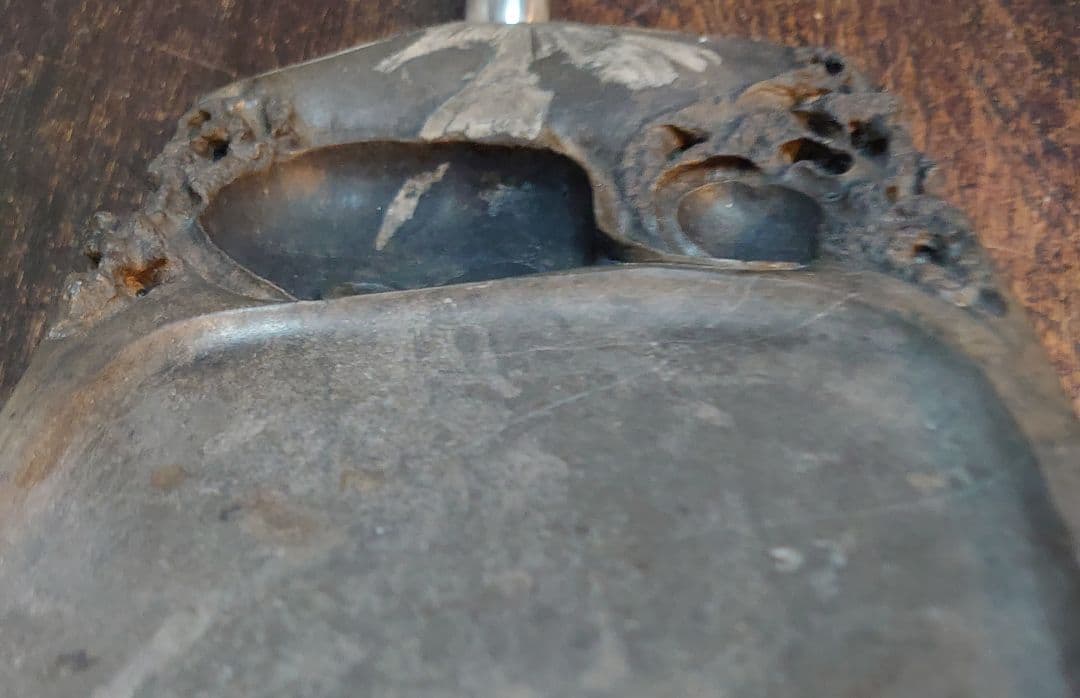 【文房具】書道具『中国 菊花石硯 天然石』縦18cm 横11cm 厚最大3.5