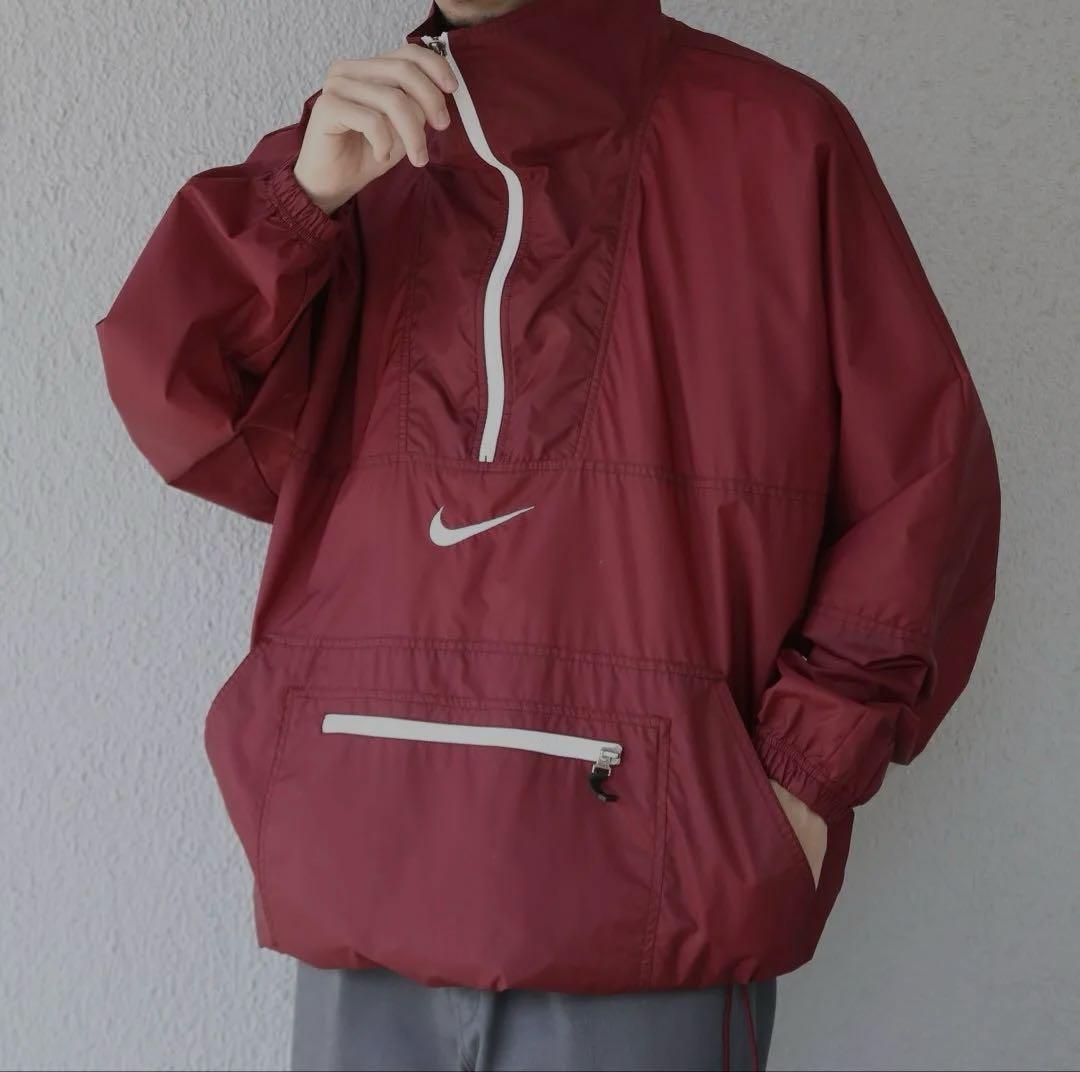 90s Nike 銀タグ ナイロン アノラック バーガンディ