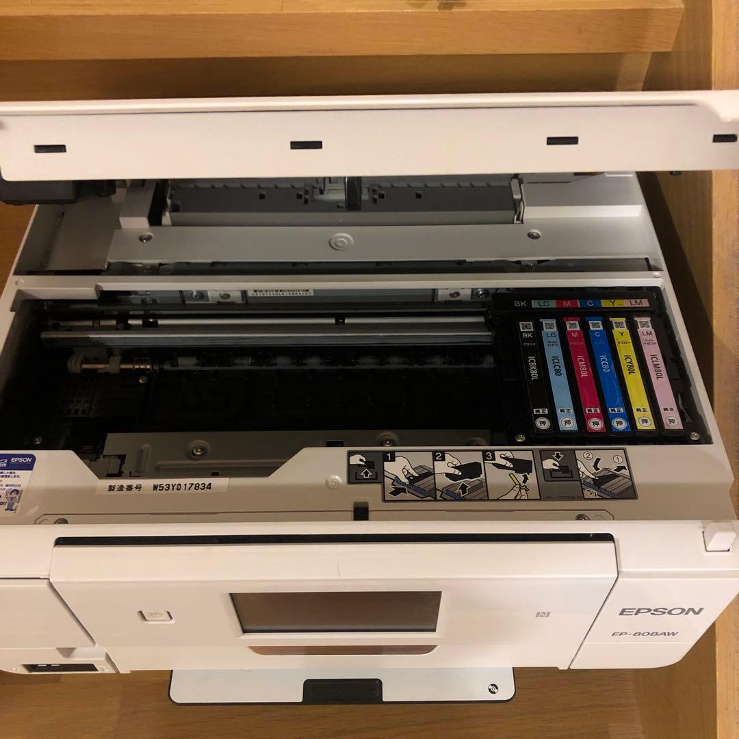 【ジャンク品】EP-808AW EPSON 取付済純正インク付き