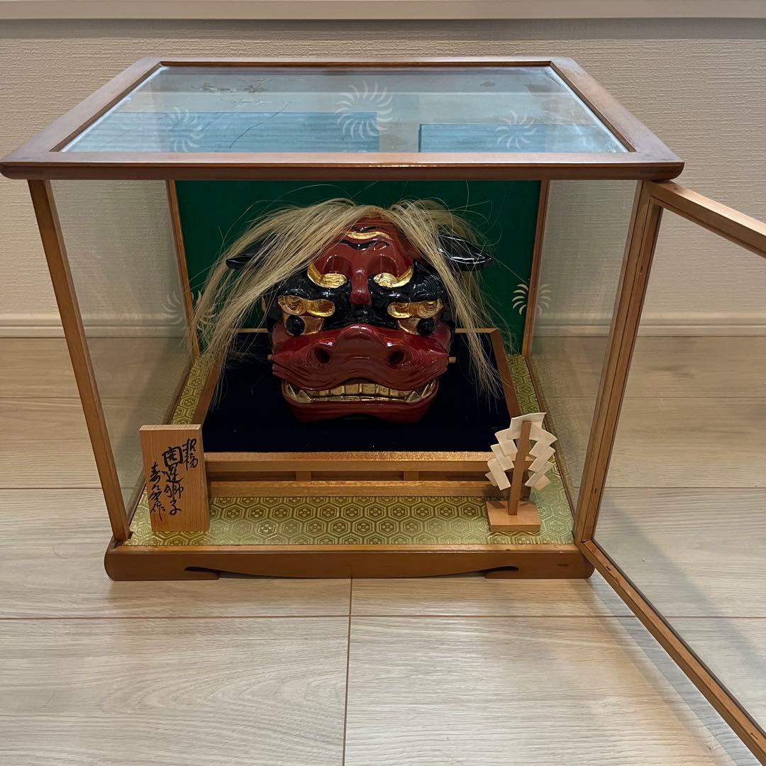 獅子舞　獅子頭　木彫　魔除け　祭　置物　古美術　神楽 木製 木彫 正月