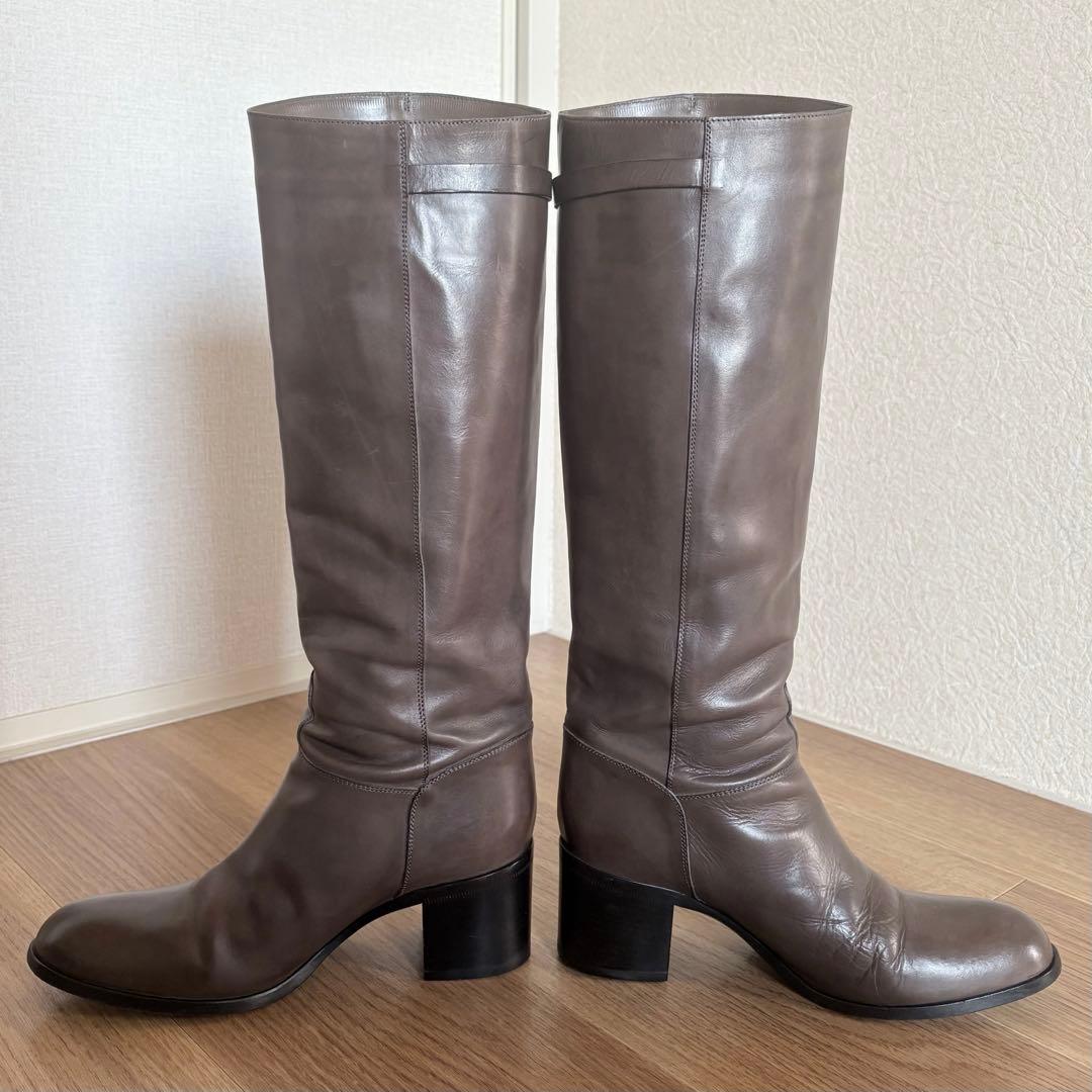 SARTORE★サルトル37.5 ダークブラウン 本革 ロングブーツ