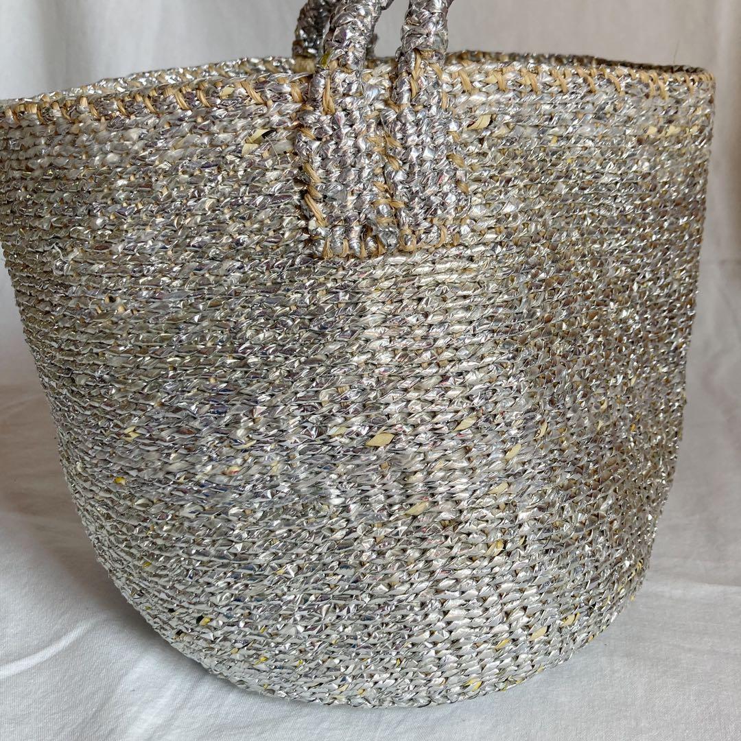 RECTANGLE シルバーバッグ かごバッグ レクタングル　スモールトート