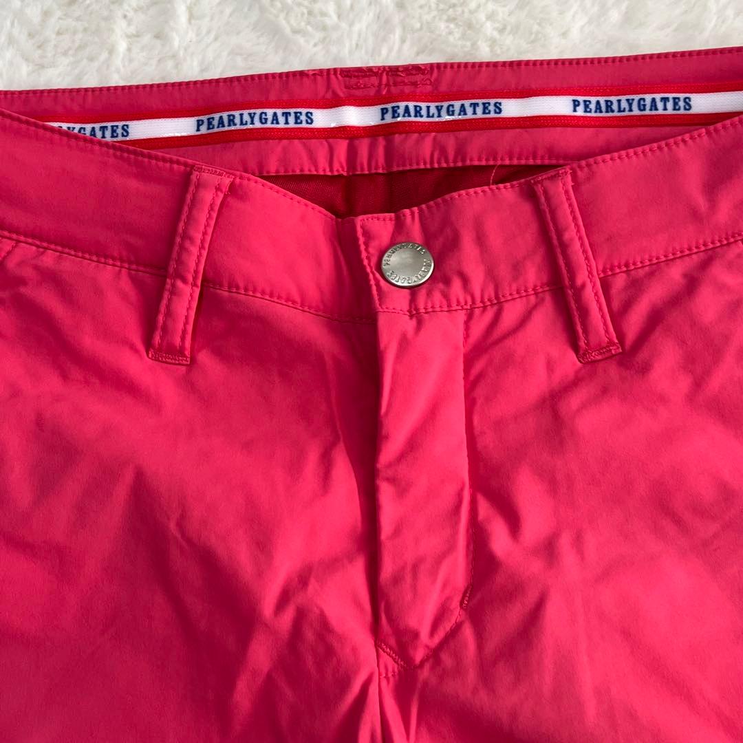 美品 パーリーゲイツ ゴルフ 中綿パンツ 蓄熱 暖パン ロゴ刺繍 ピンク 1
