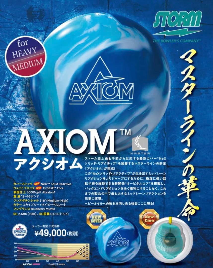 ストーム 初代 【アクシオム】ボウリングボール 15ポンド