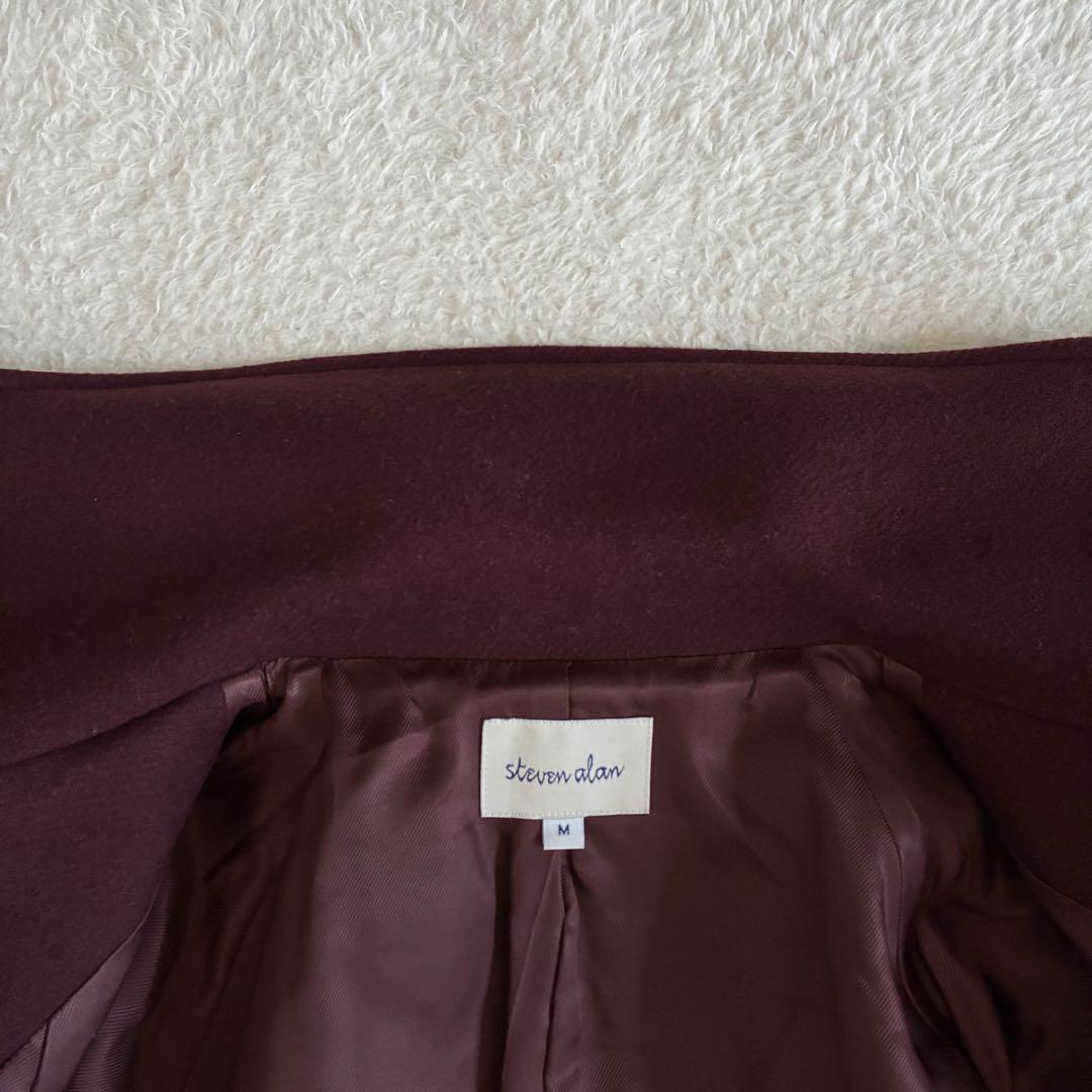 美品 スティーブンアラン 大襟 ウールコート ミドル丈 ダブルブレスト 日本製