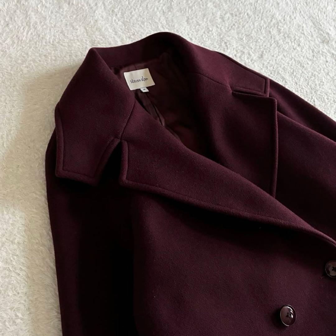 美品 スティーブンアラン 大襟 ウールコート ミドル丈 ダブルブレスト 日本製