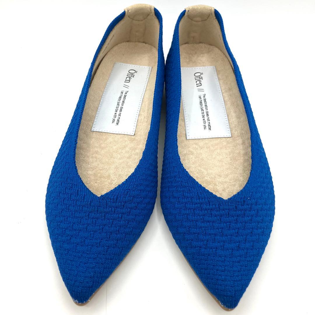 offen オッフェン フラットシューズ 39 パンプス　ブルー